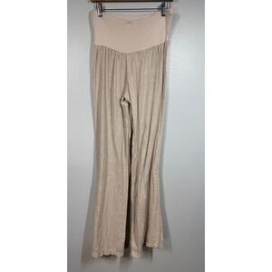 Scandal Made in Italy Pants Women One Size Beige Linen Wide Leg Palazzo Boho